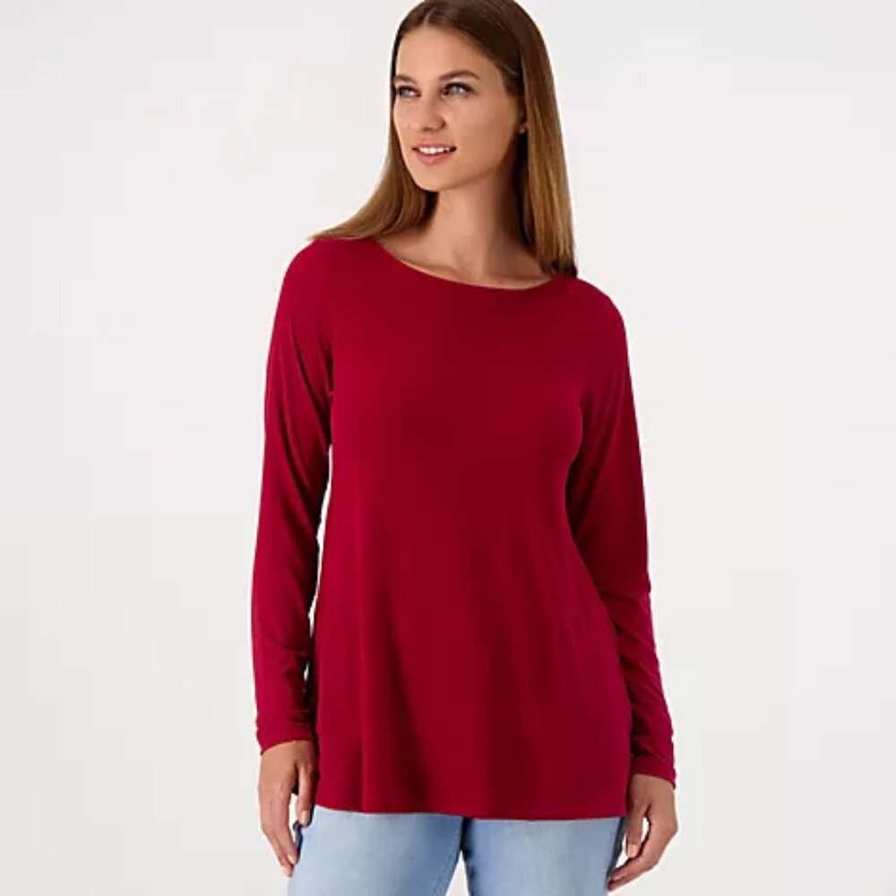 SUSAN GRAVER MODERN ESSENTIALS Liquid Knit Wine Tunic Top 2XP